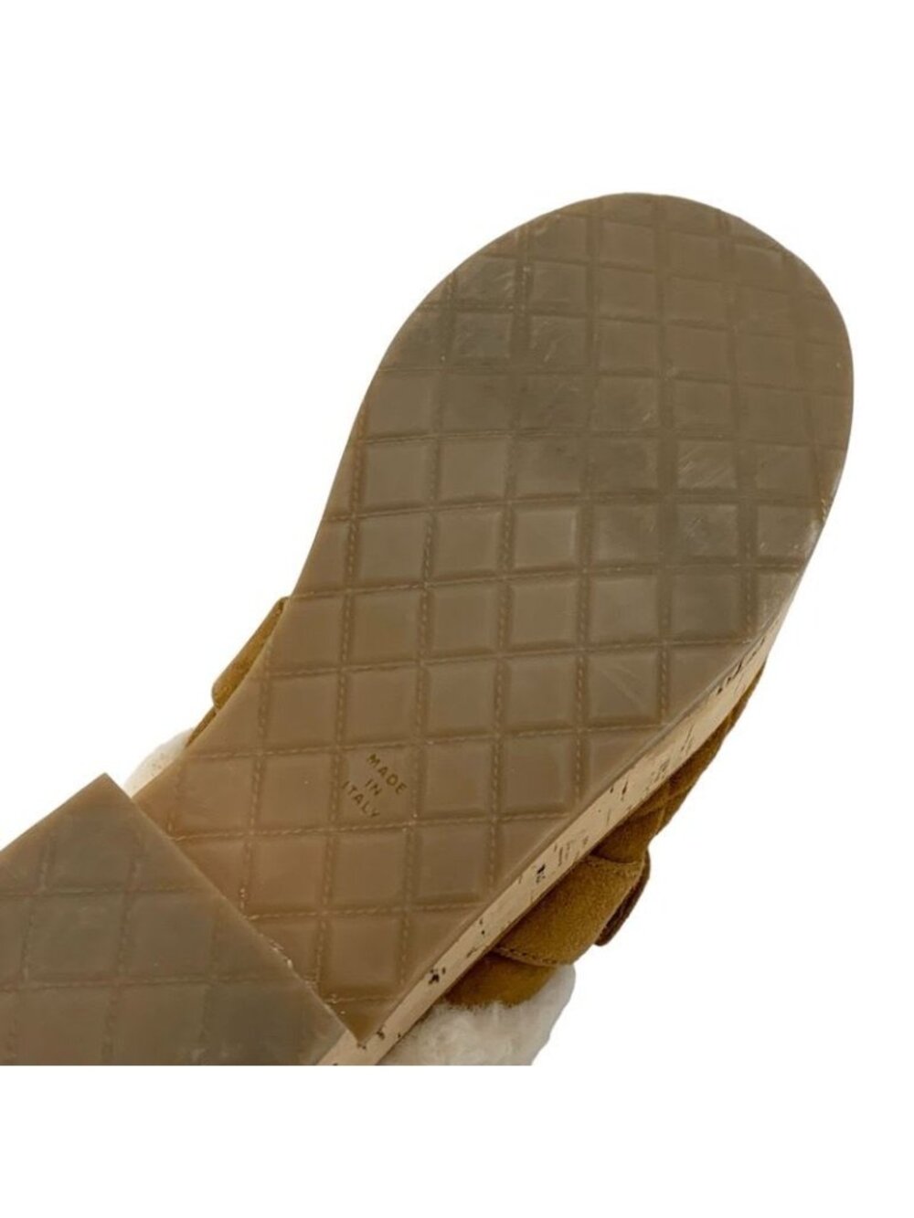 Chanel Sandals Shoes Suede Mouton Cork Brown Gold Clog Mules Turnlock Coco Mark - Picture 8 of 10